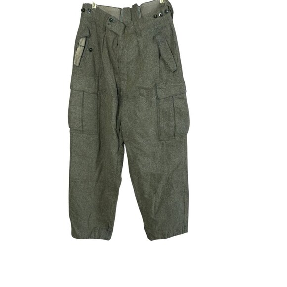 Vintage 1962 German BAWI Green Wool Military Cargo Pants 32 X 29 - Picture 5 of 8